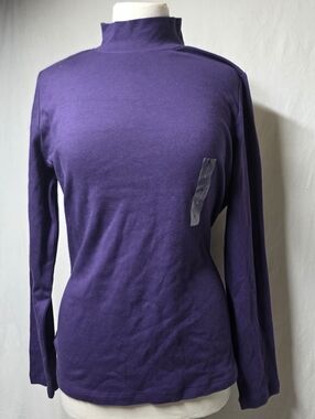 KAREN SCOTT PURPLE TURTLE NECK LONG SLEEVE PULLOVER TOP SIZE LARGE NWT